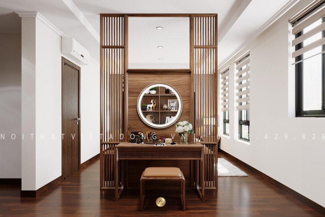 Bàn trang điểm gỗ óc chó BTD-01