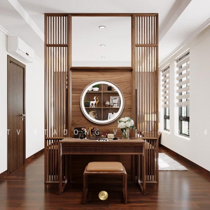Bàn trang điểm gỗ óc chó BTD-01