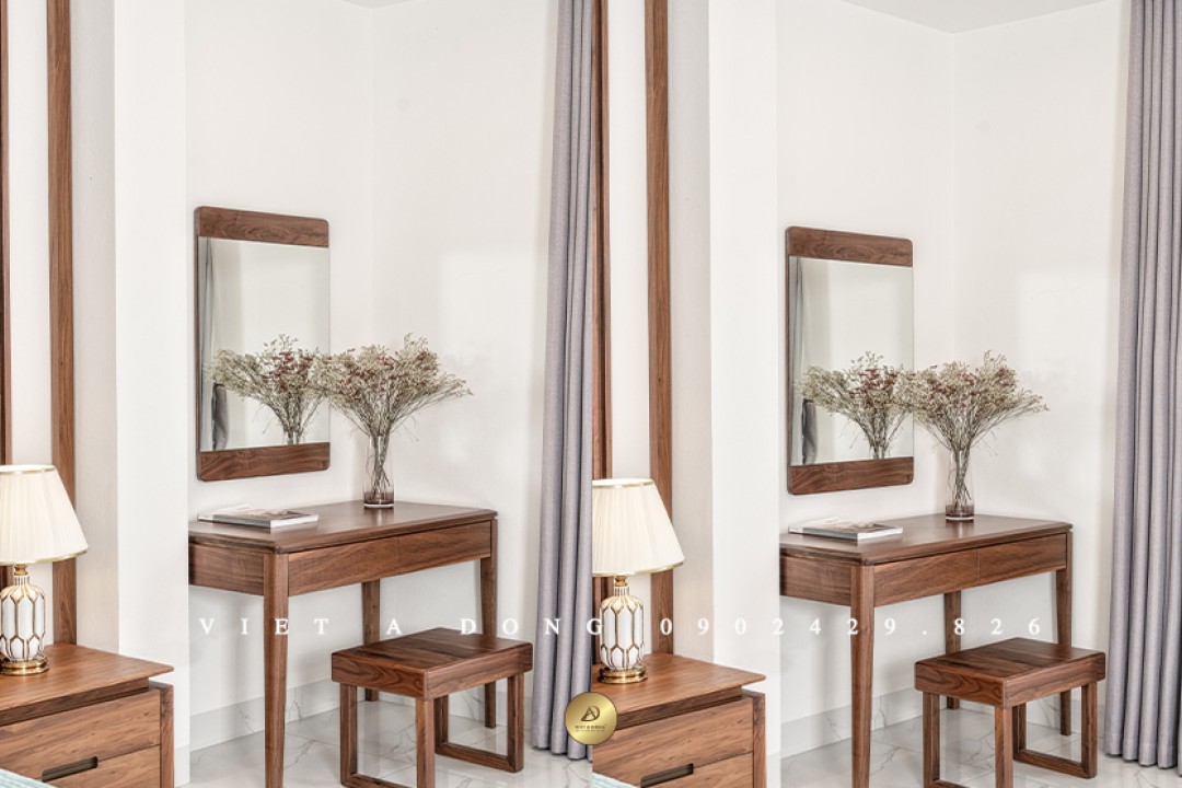 Bàn trang điểm gỗ óc chó BTD-04