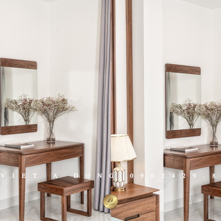 Bàn trang điểm gỗ óc chó BTD-04