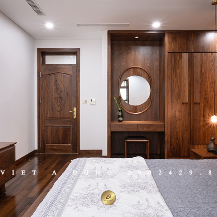 Bàn trang điểm gỗ óc chó BTD-05