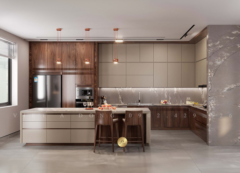 Tủ bếp gỗ óc chó TB - 22