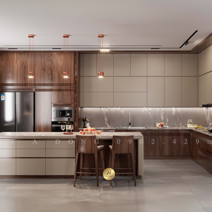 Tủ bếp gỗ óc chó TB - 22