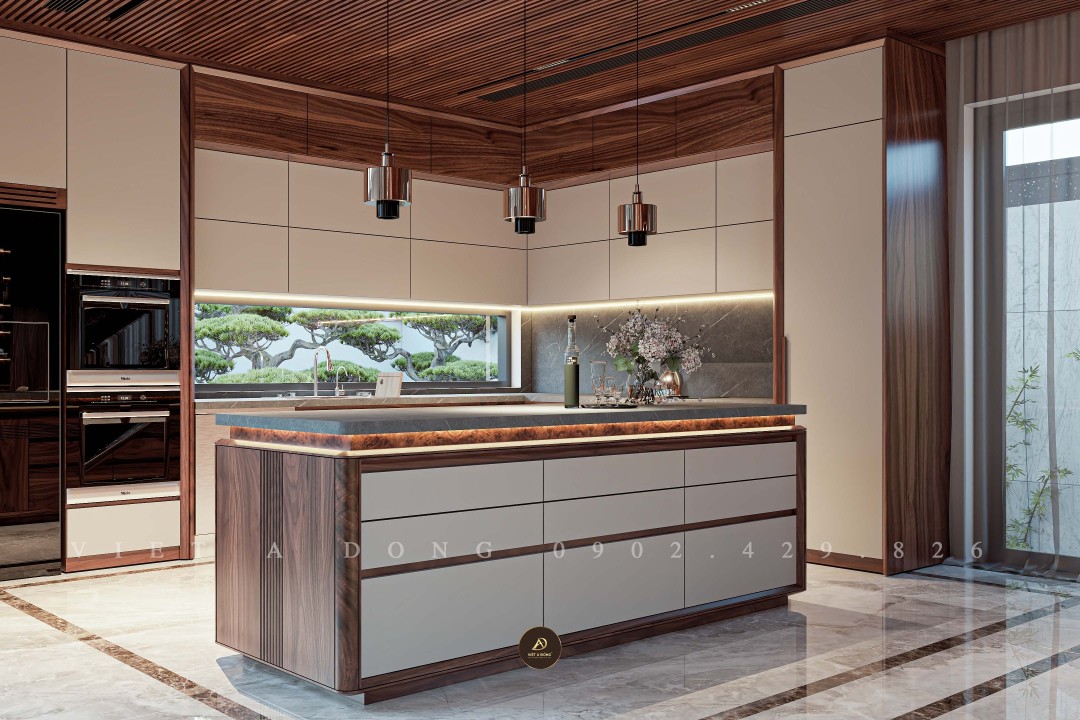 Tủ bếp gỗ óc chó TB - 23