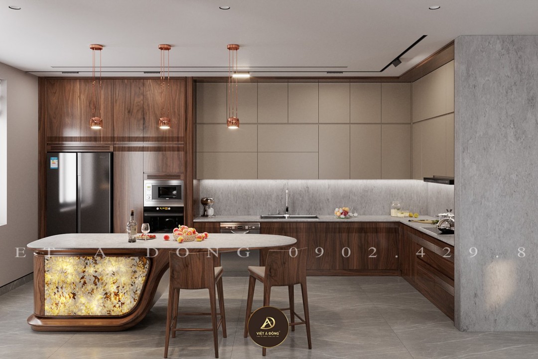 Tủ bếp gỗ óc chó TB -25