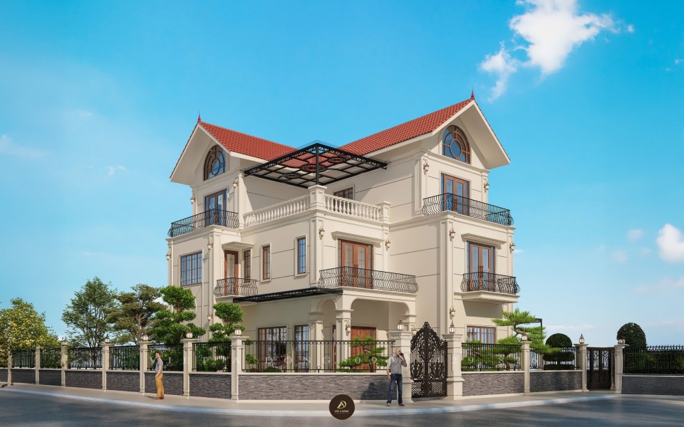 Thiết kế - Thi công kiến trúc biệt thự gỗ óc chó tại Bắc Ninh - Anh Giáp