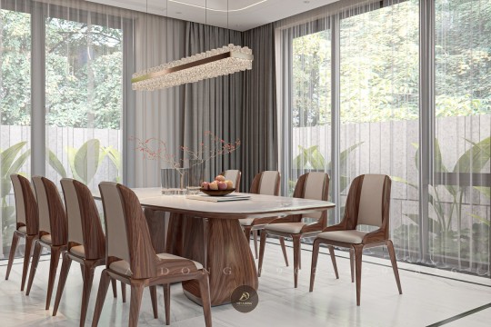 Bàn ăn gỗ óc chó 8 ghế – Sang trọng cho biệt thự cao cấp