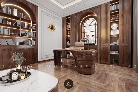 Bàn làm việc gỗ óc chó nguyên khối – Sang trọng cho phòng giám đốc