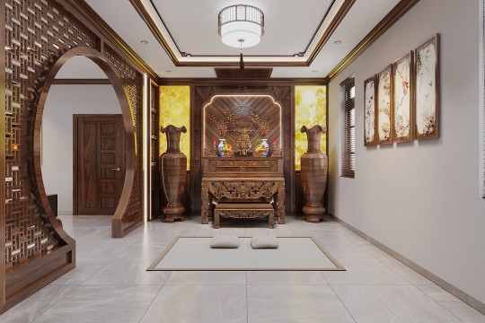 Bàn thờ đứng gỗ óc chó – Sang trọng và bền đẹp