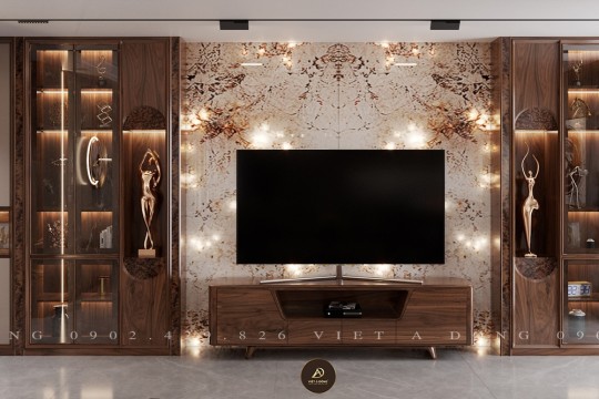 Cách chọn kệ tivi gỗ óc chó phù hợp với diện tích phòng