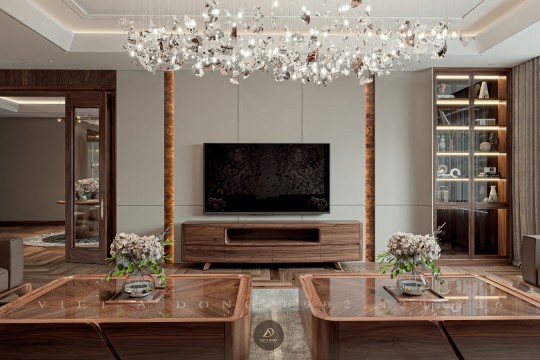 Kệ tivi gỗ óc chó nguyên khối – Sang trọng và bền bỉ