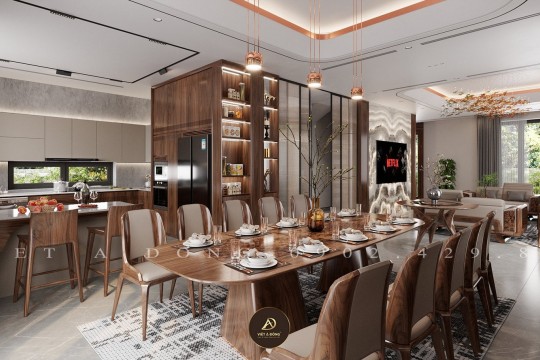 Kinh nghiệm chọn bàn ăn gỗ óc chó phù hợp với diện tích phòng bếp