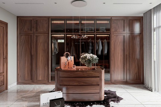 Kinh nghiệm chọn tủ quần áo gỗ óc chó phù hợp diện tích phòng