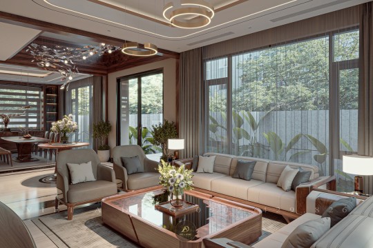 Phong cách hiện đại trong thiết kế nhà phố gỗ óc chó