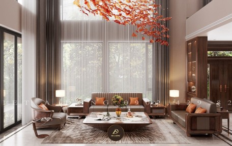 Phòng khách gỗ óc chó hiện đại vs tân cổ điển – Nên chọn phong cách nào?