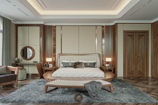 Phòng ngủ gỗ óc chó hiện đại – Đơn giản nhưng tinh tế