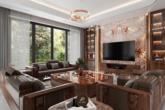 Phong thủy biệt thự nội thất gỗ óc chó – Cách bố trí hợp mệnh chủ nhà