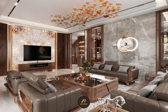 Phong thủy phòng khách gỗ óc chó: Những điều gia chủ cần biết