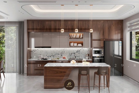 So sánh tủ bếp gỗ óc chó và tủ bếp gỗ công nghiệp