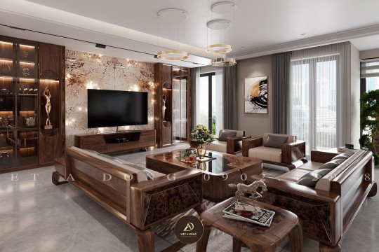 Thiết kế nhà phố gỗ óc chó hợp phong thủy gia chủ