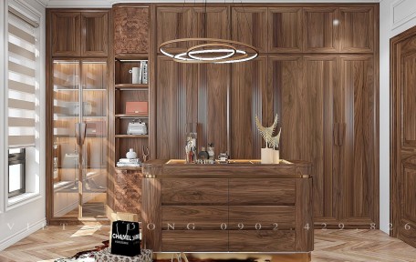 Mẫu tủ quần áo gỗ óc chó đẹp cho phòng ngủ hiện đại