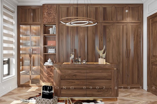 Mẫu tủ quần áo gỗ óc chó đẹp cho phòng ngủ hiện đại
