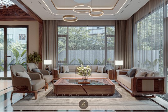 Xu hướng thiết kế phòng khách gỗ óc chó trong năm 2026