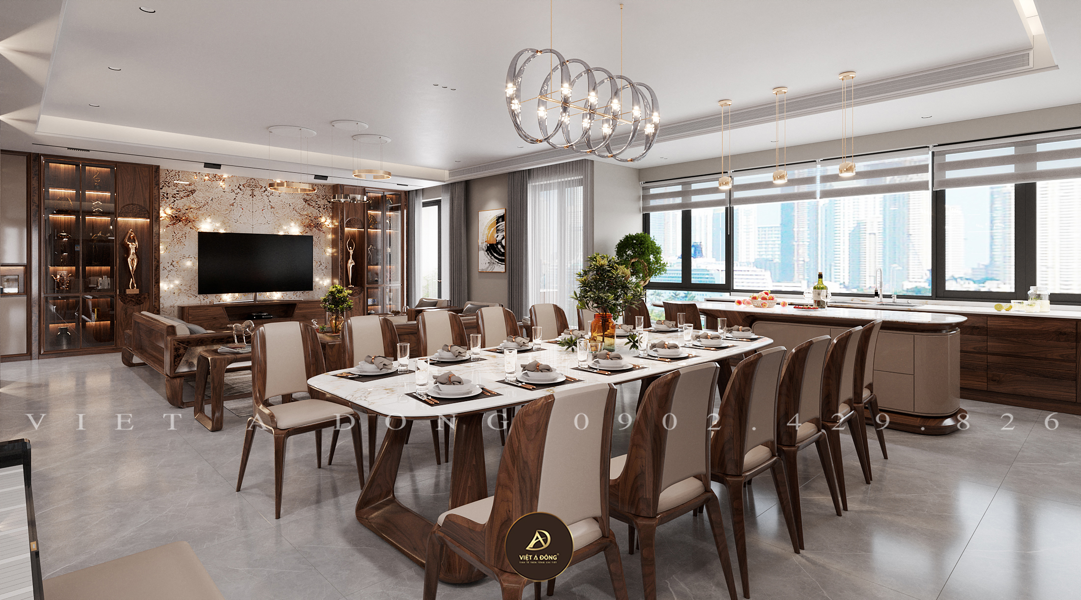 Bàn ăn gỗ óc chó Charm BA-20