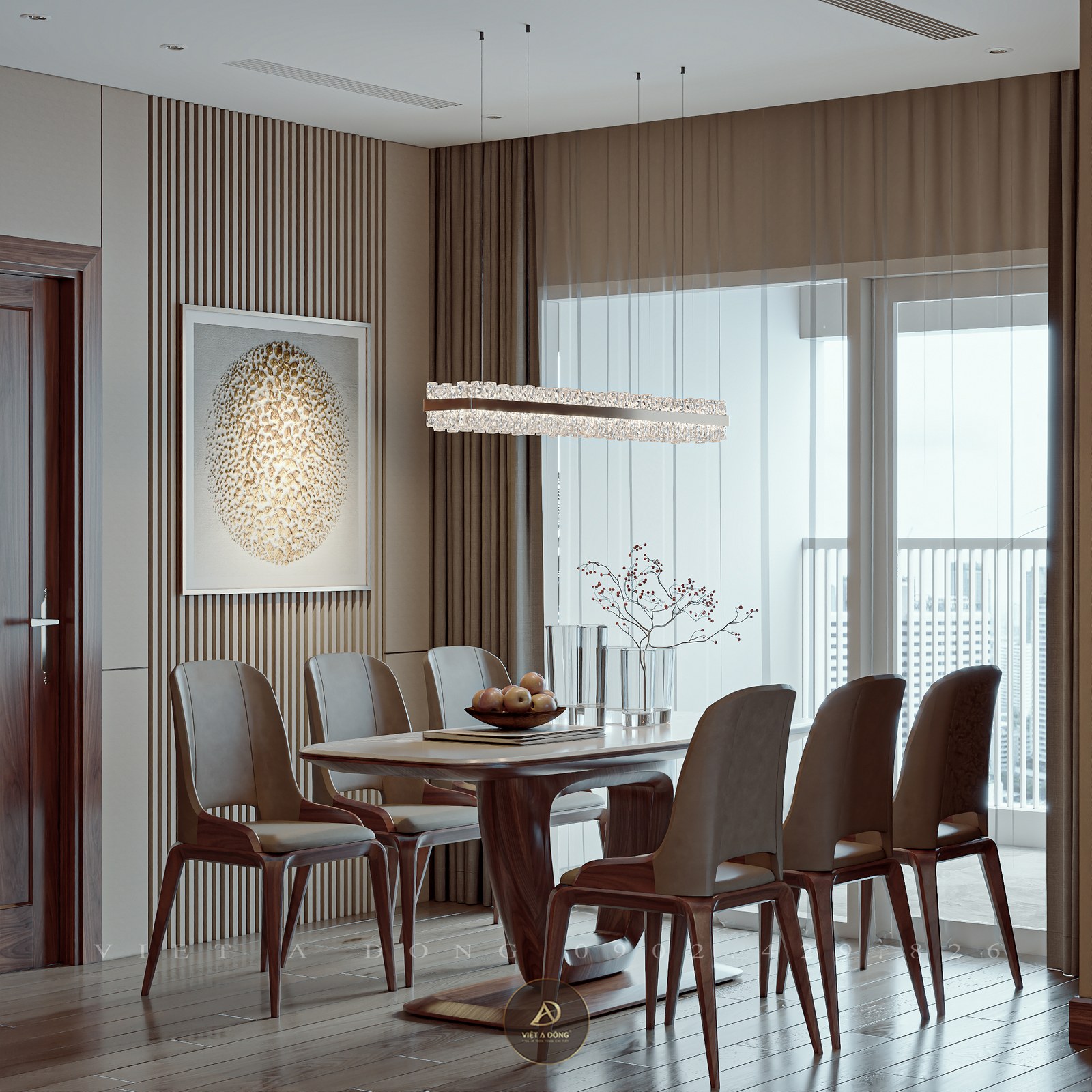 bàn ăn 6 ghế kết hợp nhiều phong cách