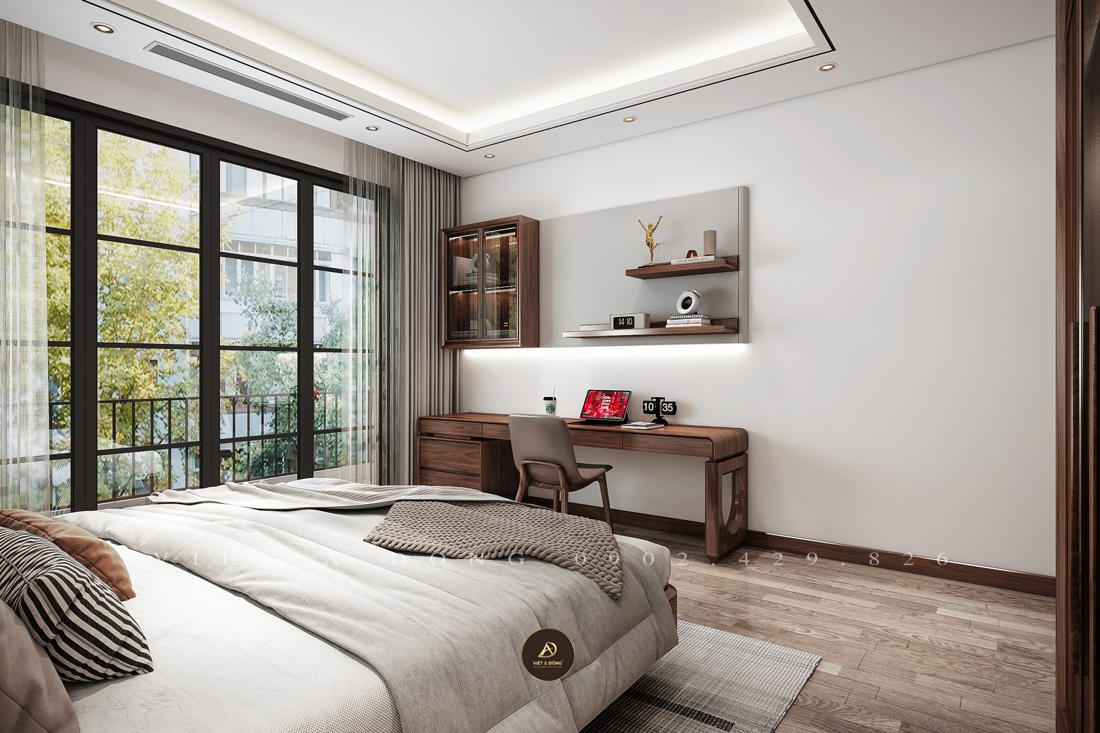 mẫu bàn làm việc gỗ óc chó