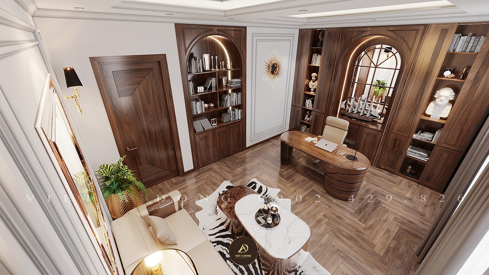 bàn làm việc gỗ óc chó