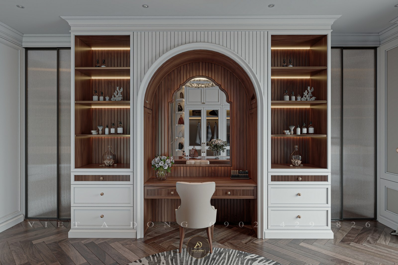 bàn phấn gỗ óc chó