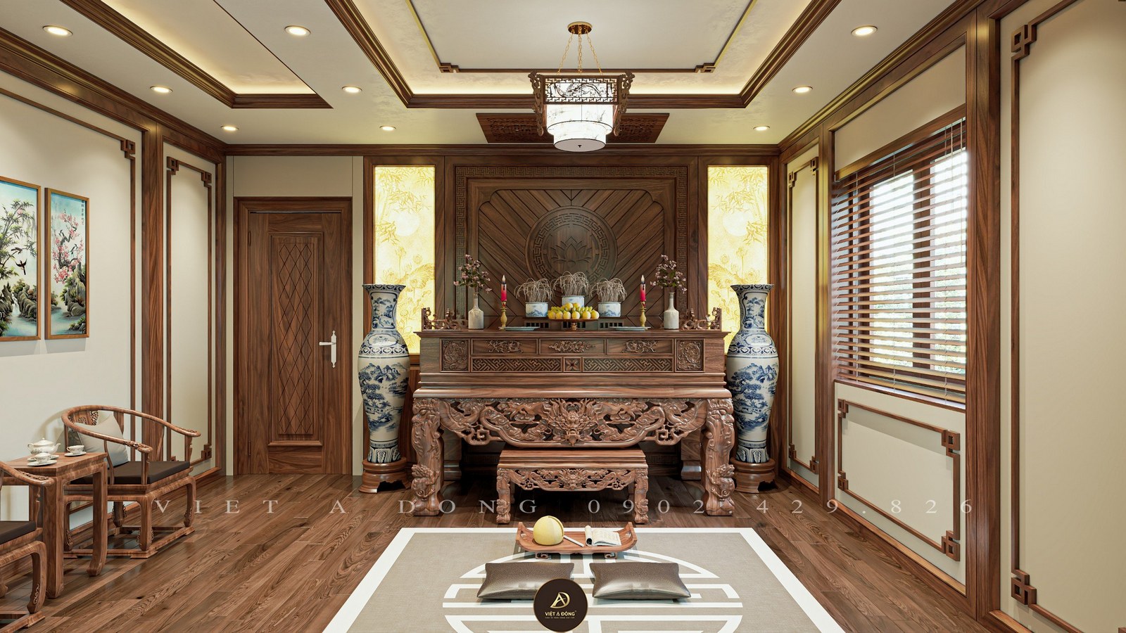 bàn thờ đứng gỗ óc chó