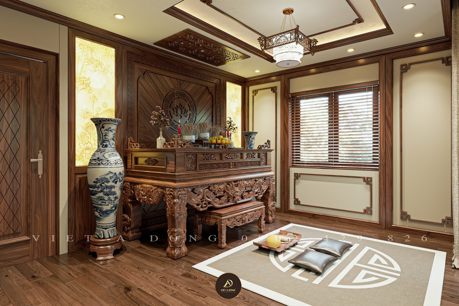 phong thủy bàn thờ gỗ óc chó