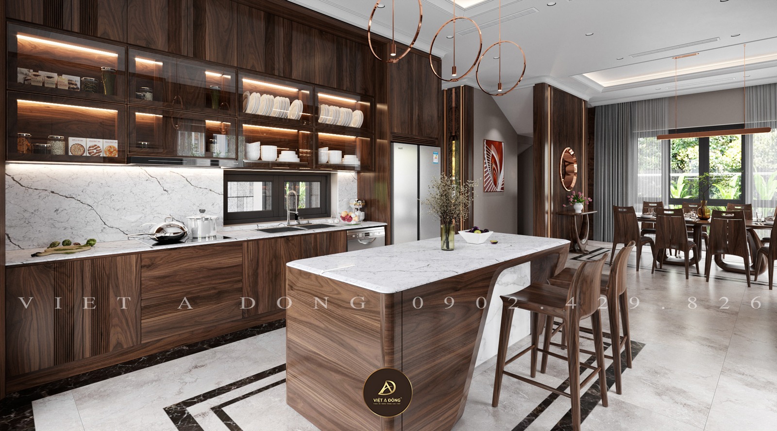 bàn đảo gỗ óc chó