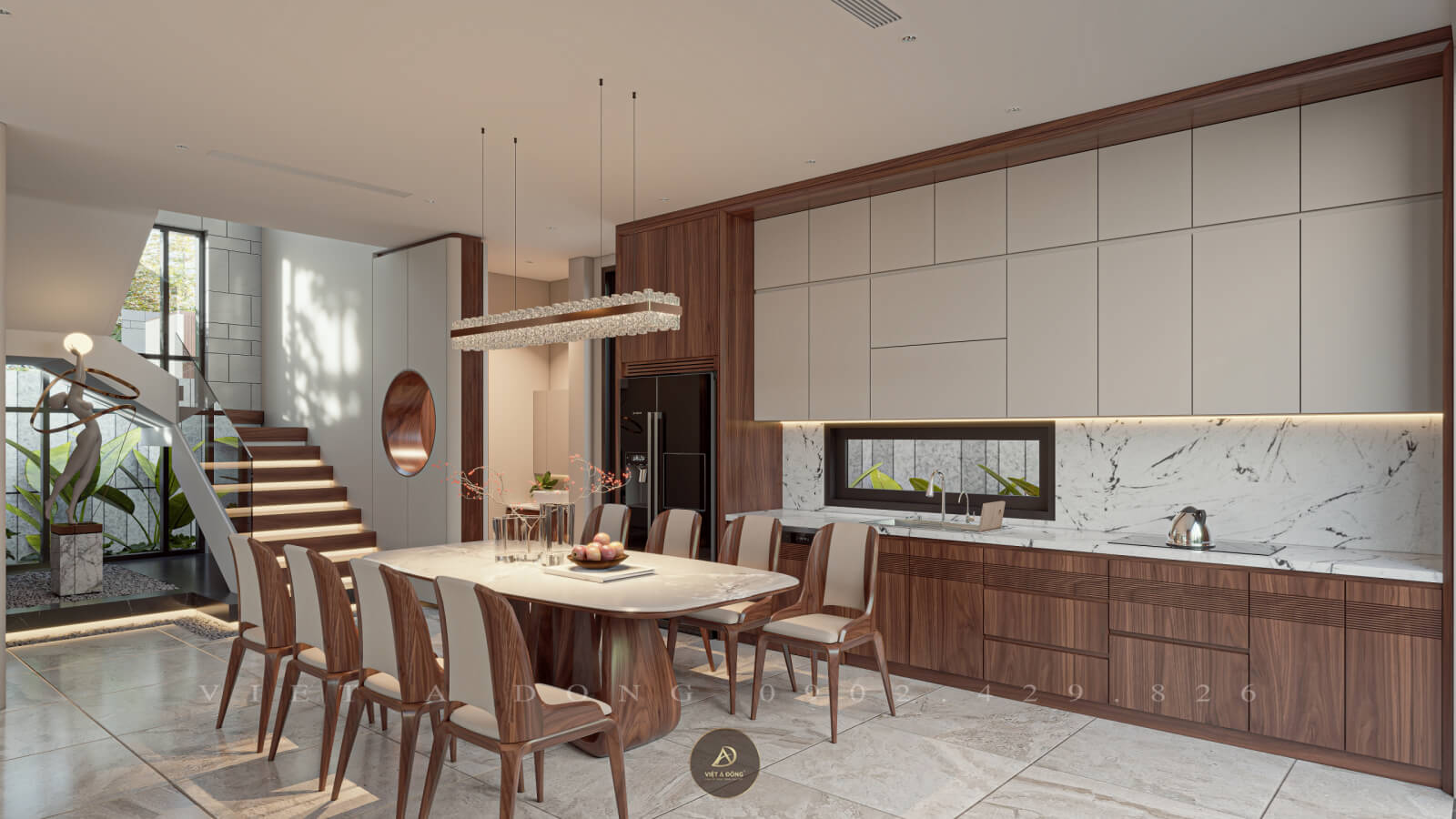 không gian nội thất gỗ óc chó