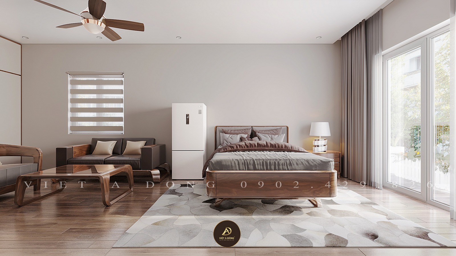 phòng ngủ gỗ óc chó