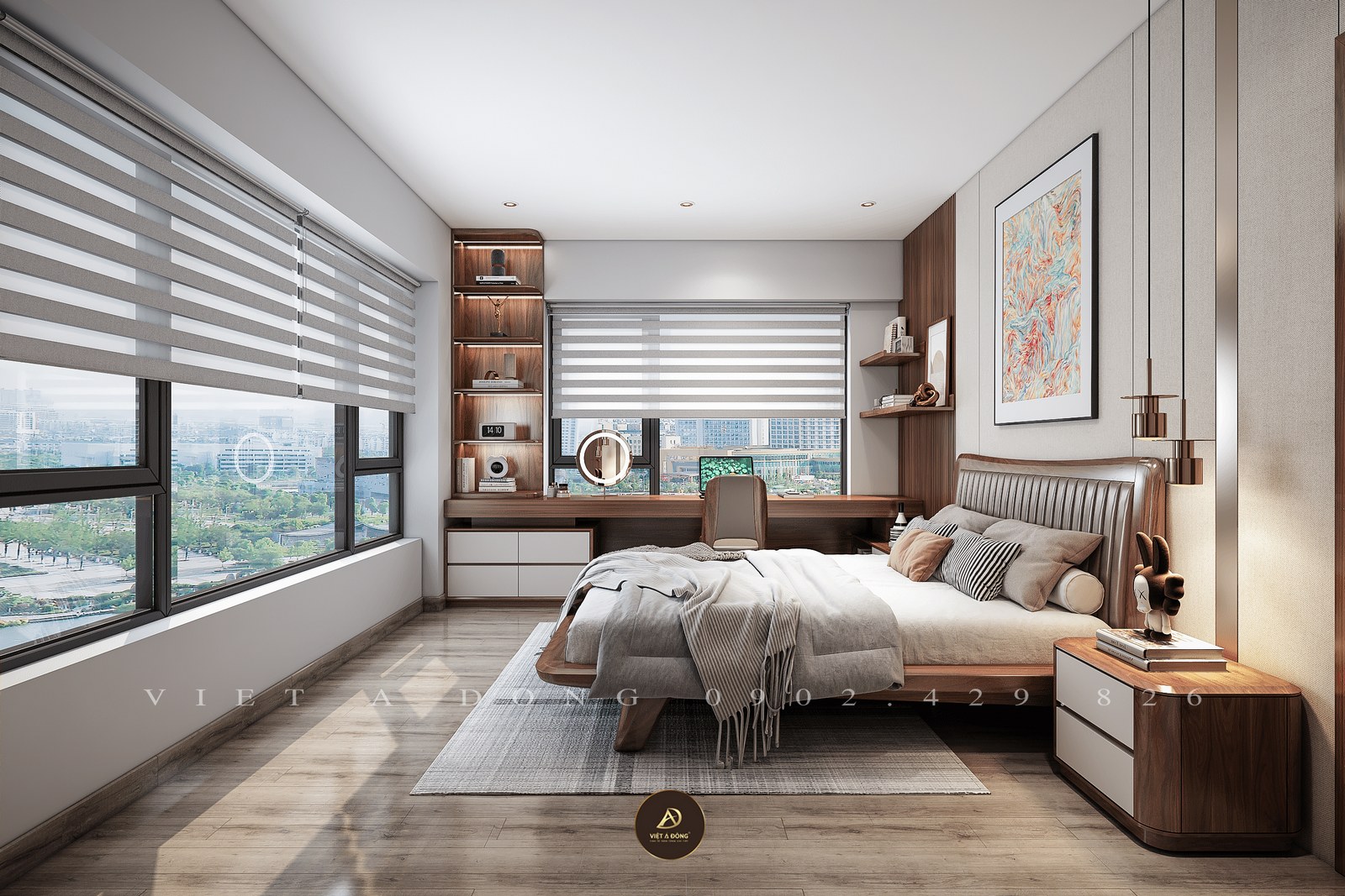 phòng ngủ gỗ óc chó