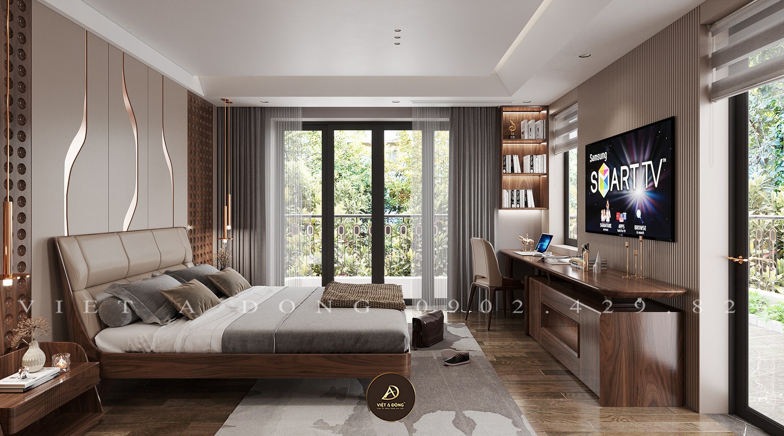 phòng ngủ gỗ óc chó