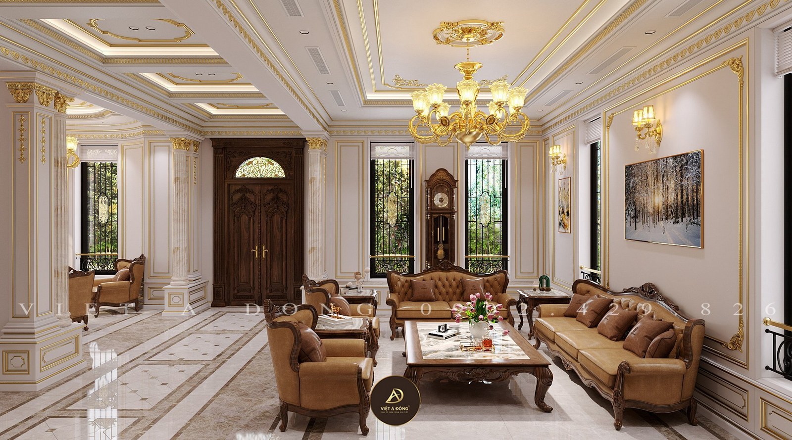 sự kết hợp đèn chùm với gỗ óc chó