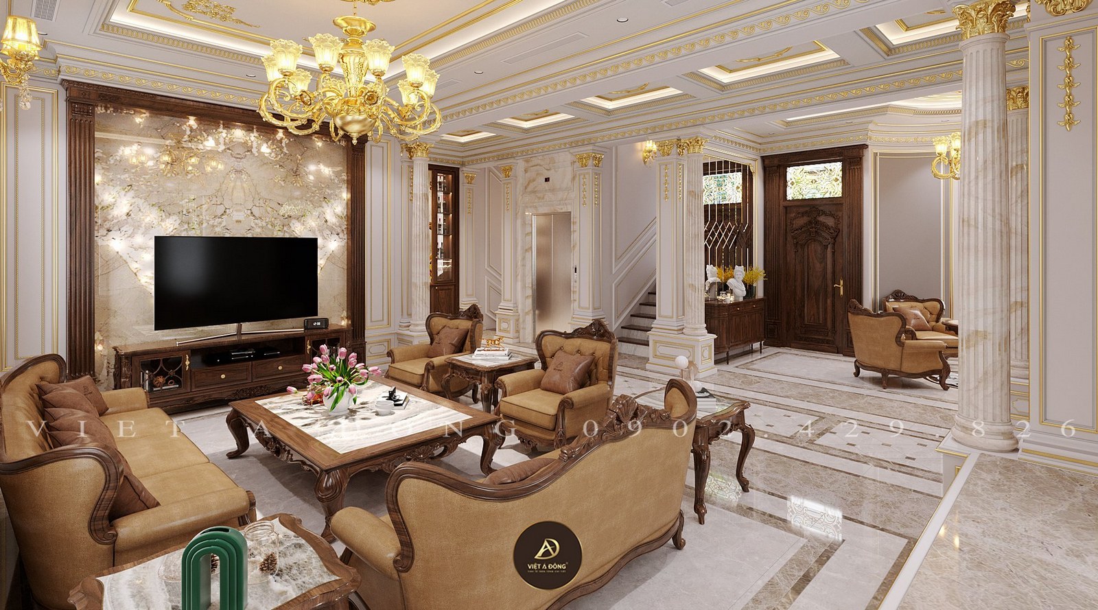 phòng khách tân cổ điển