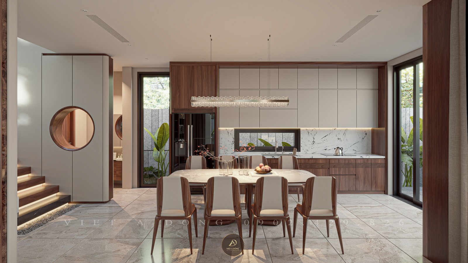 phối màu gỗ óc chó