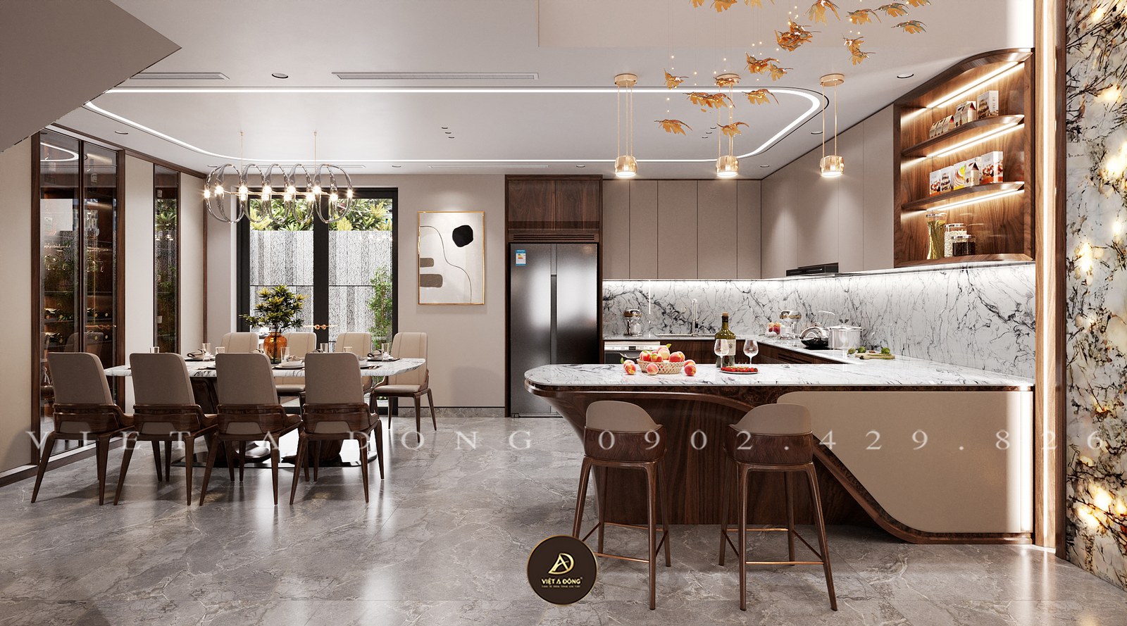 tủ bếp gỗ óc chó