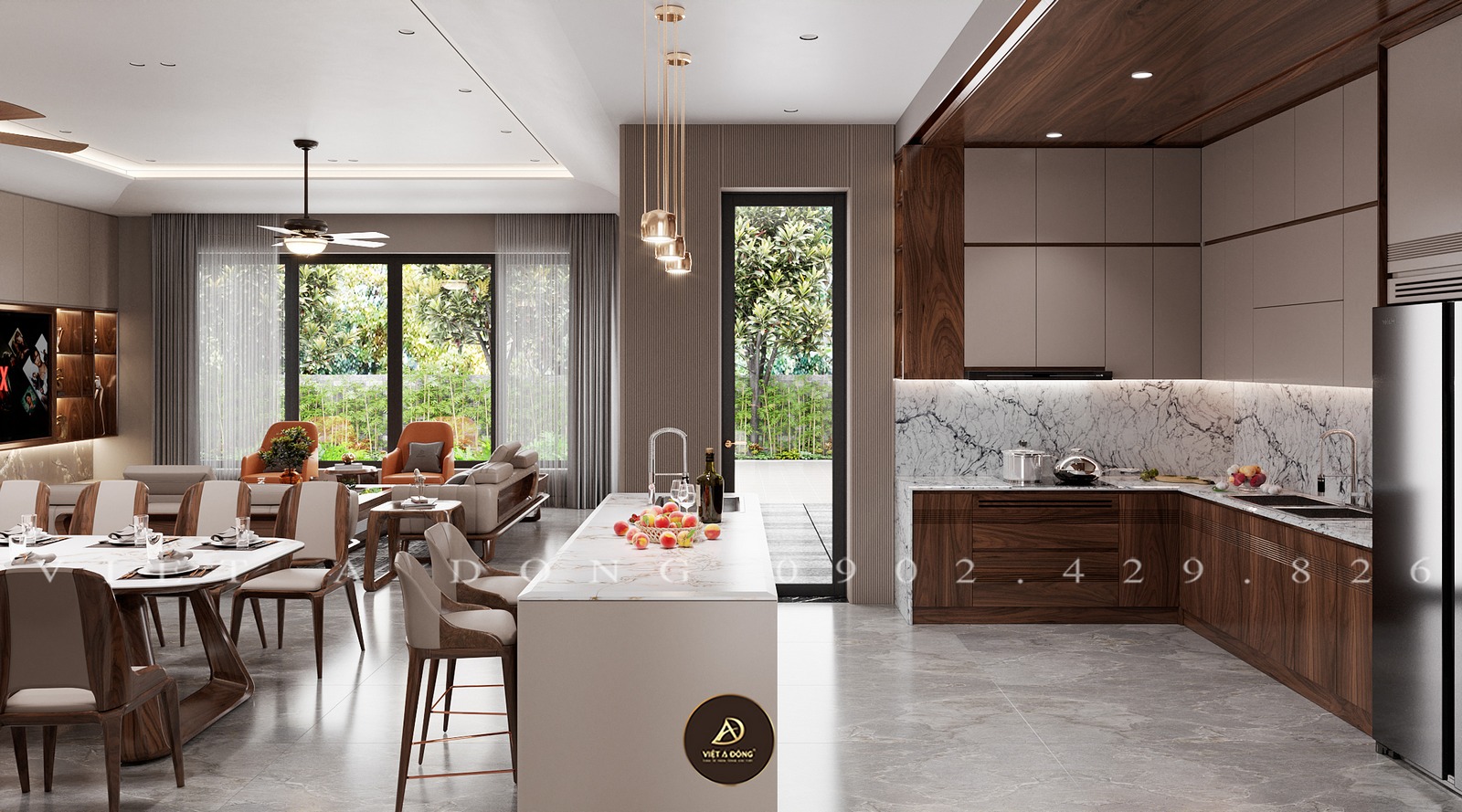 đảo bếp như 1 quầy bar mini