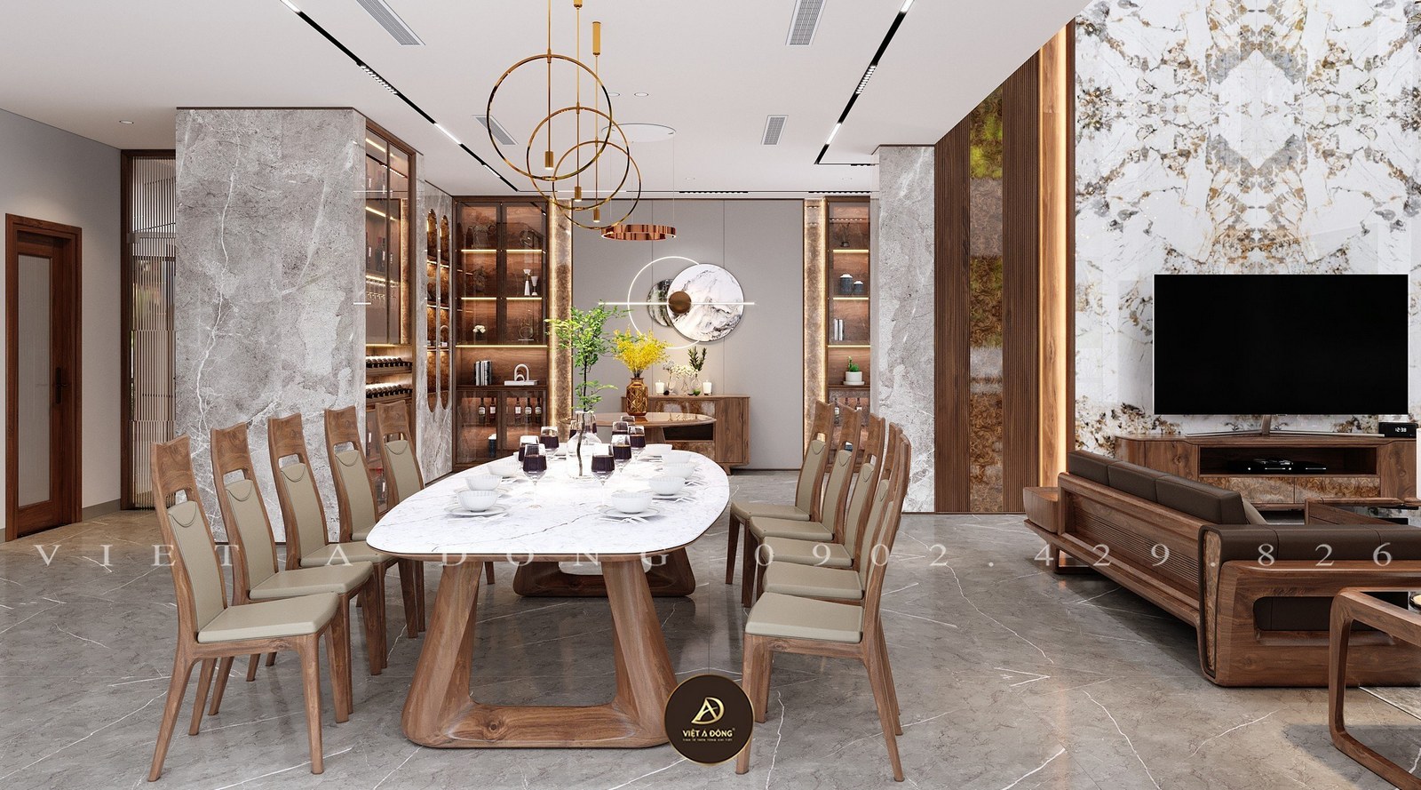 phòng bếp gỗ óc chó