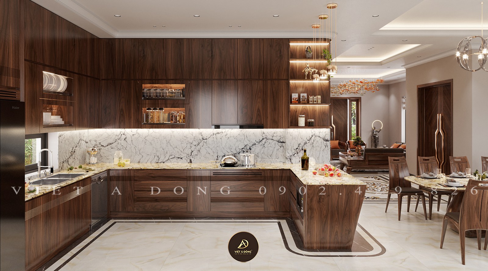 giá tủ bếp gỗ óc chó