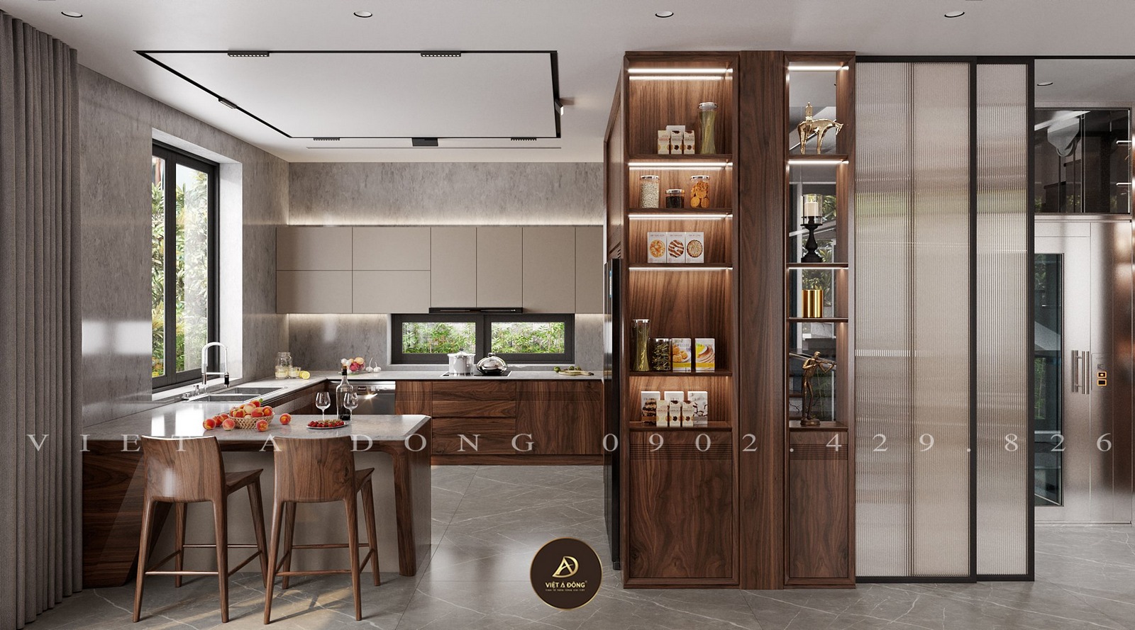 đầu tư tủ bếp gỗ óc chó