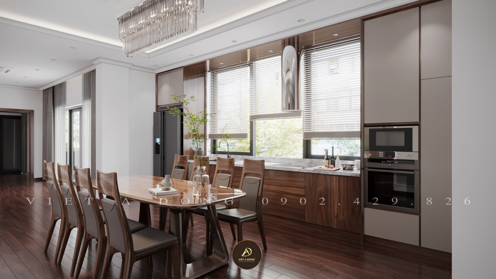 phòng bếp gỗ óc chó