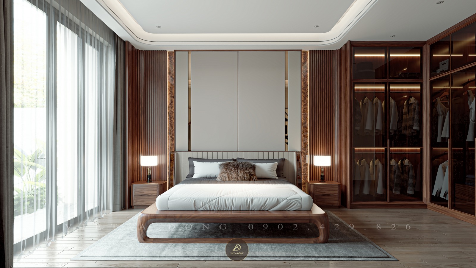 phòng ngủ gỗ óc chó