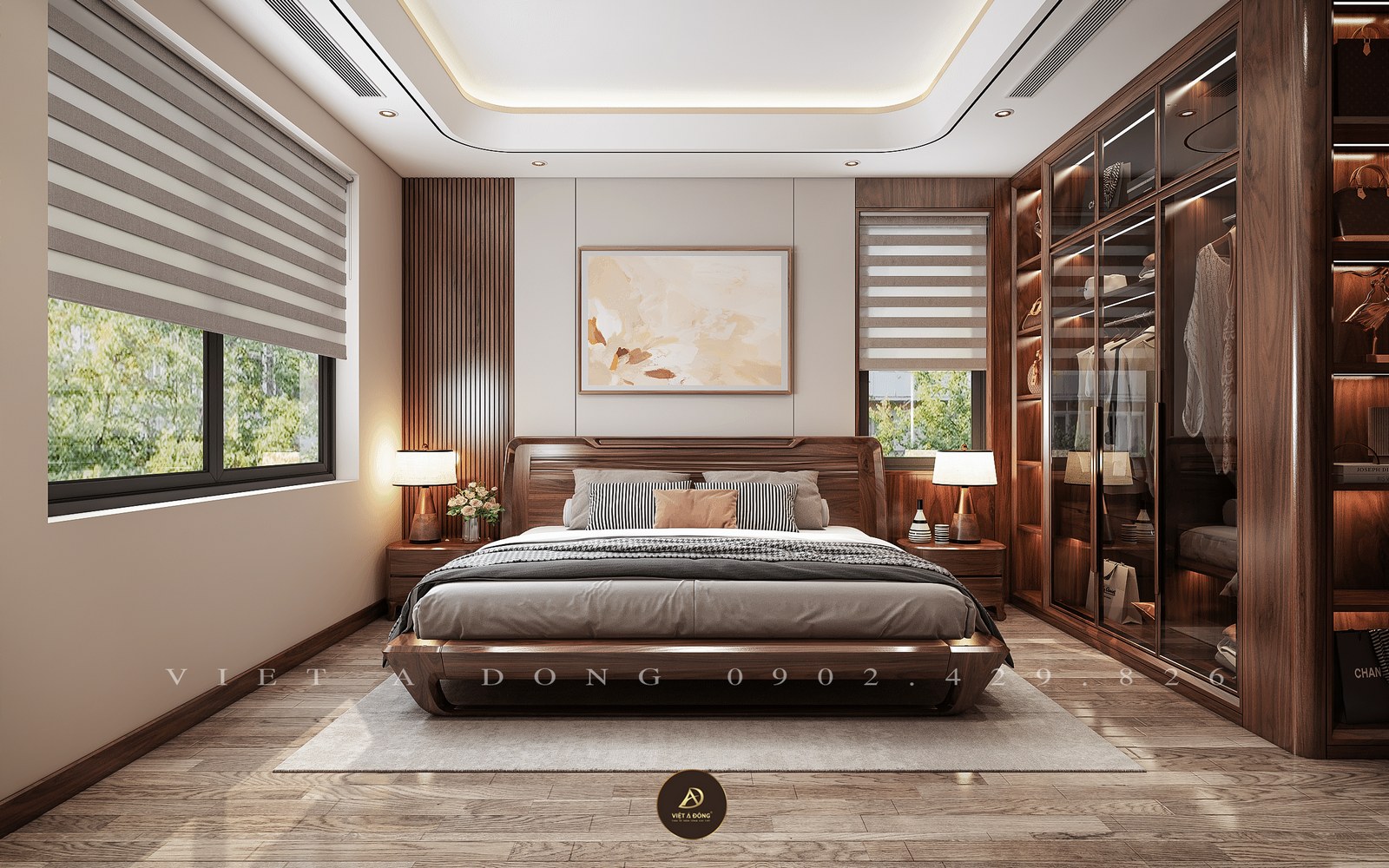 phòng ngủ gỗ óc chó